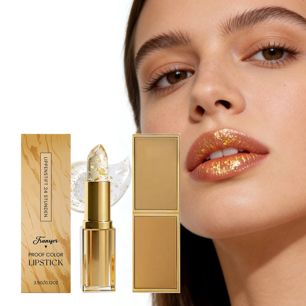 Gold Foil Color Changing Lipstick – Long-Wear Glossy Lip Balm Color Changing Lipstick Zpaxo