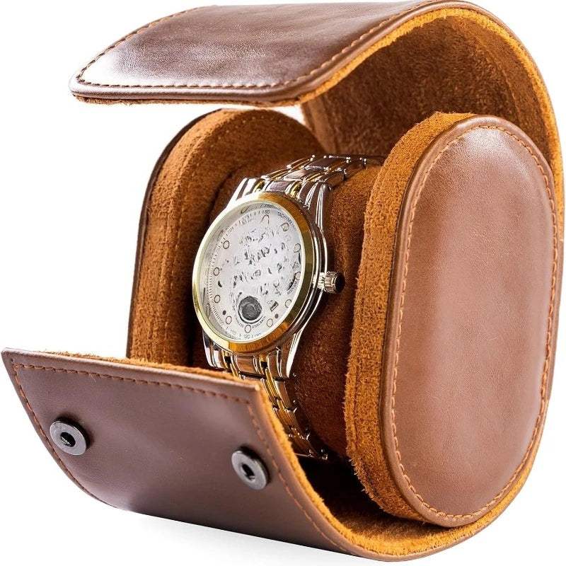 Single Watch Travel Case-classic Leather Case Superb Texture Portable