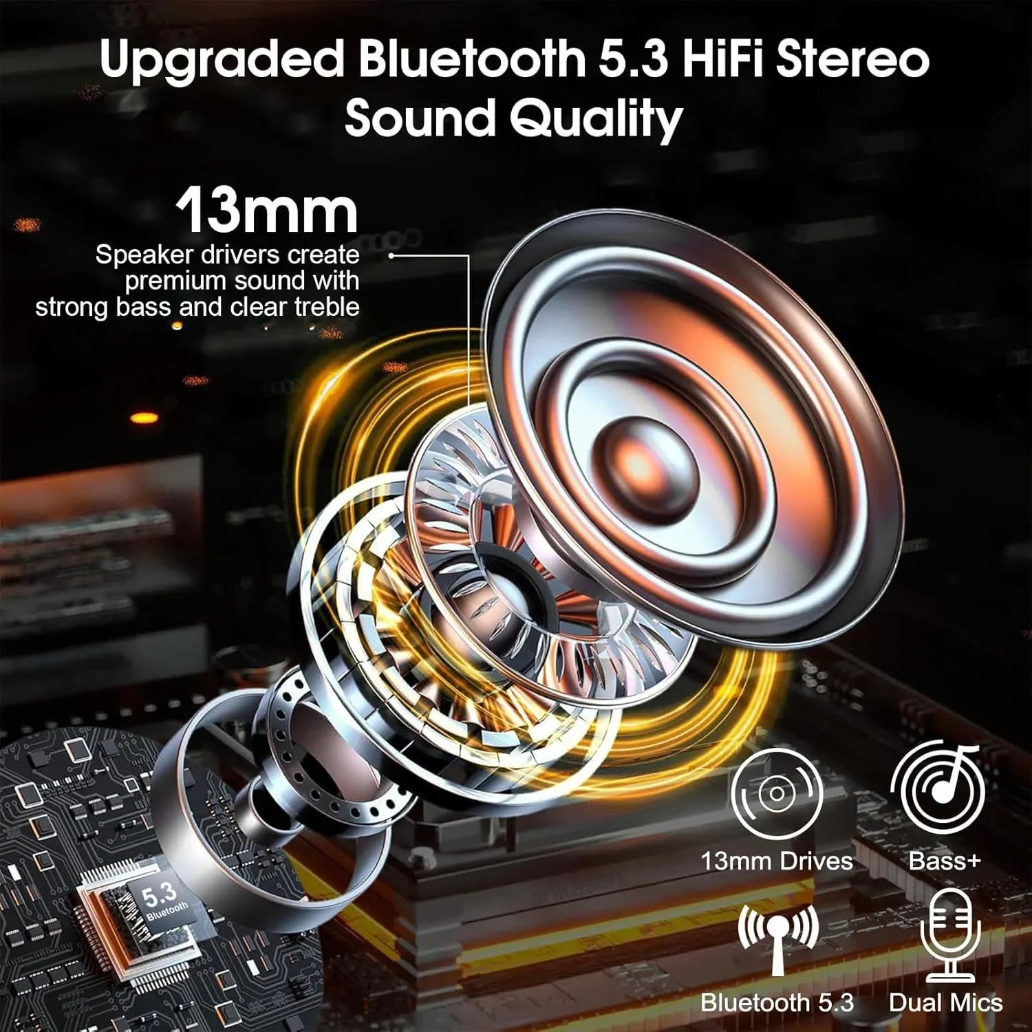 Bluetooth Headset Wireless Earpiece Dual-mic& Noise Canceling V5 4