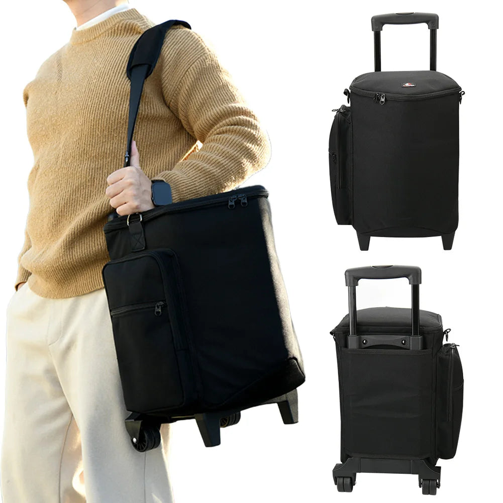 Rolling Speaker Bag Wheels Travel Retractable Handle Multi-pocket
