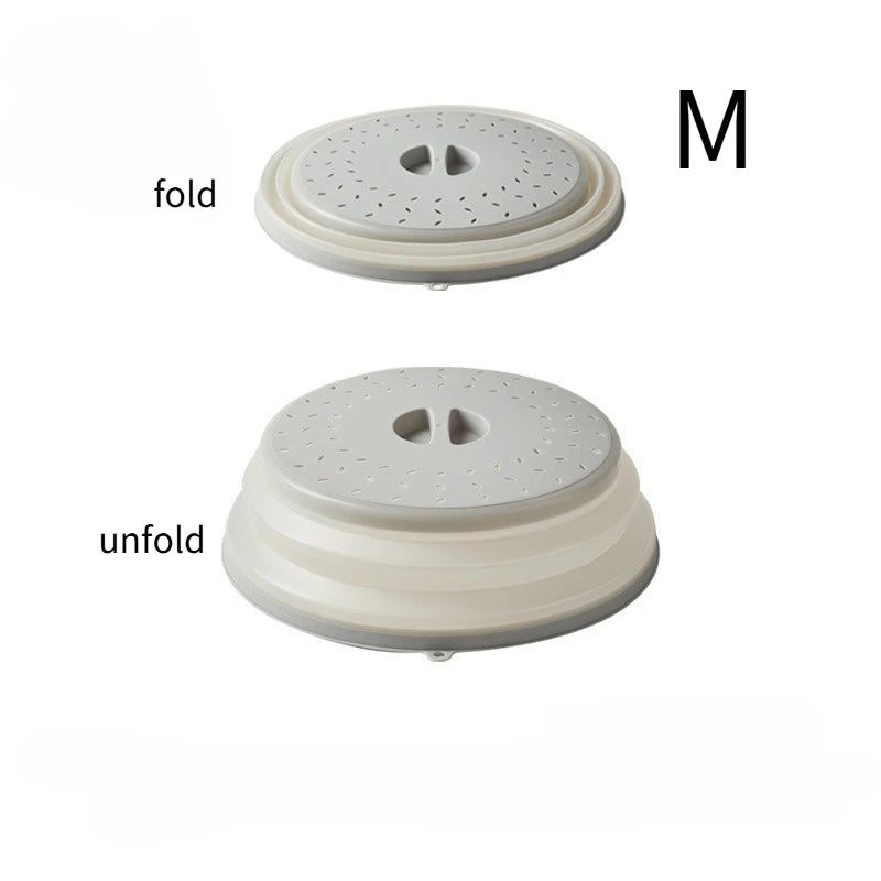 Microwave Splash Guard Expandable Cover Foldable Drain Basket Fridge Zpaxo gray-M