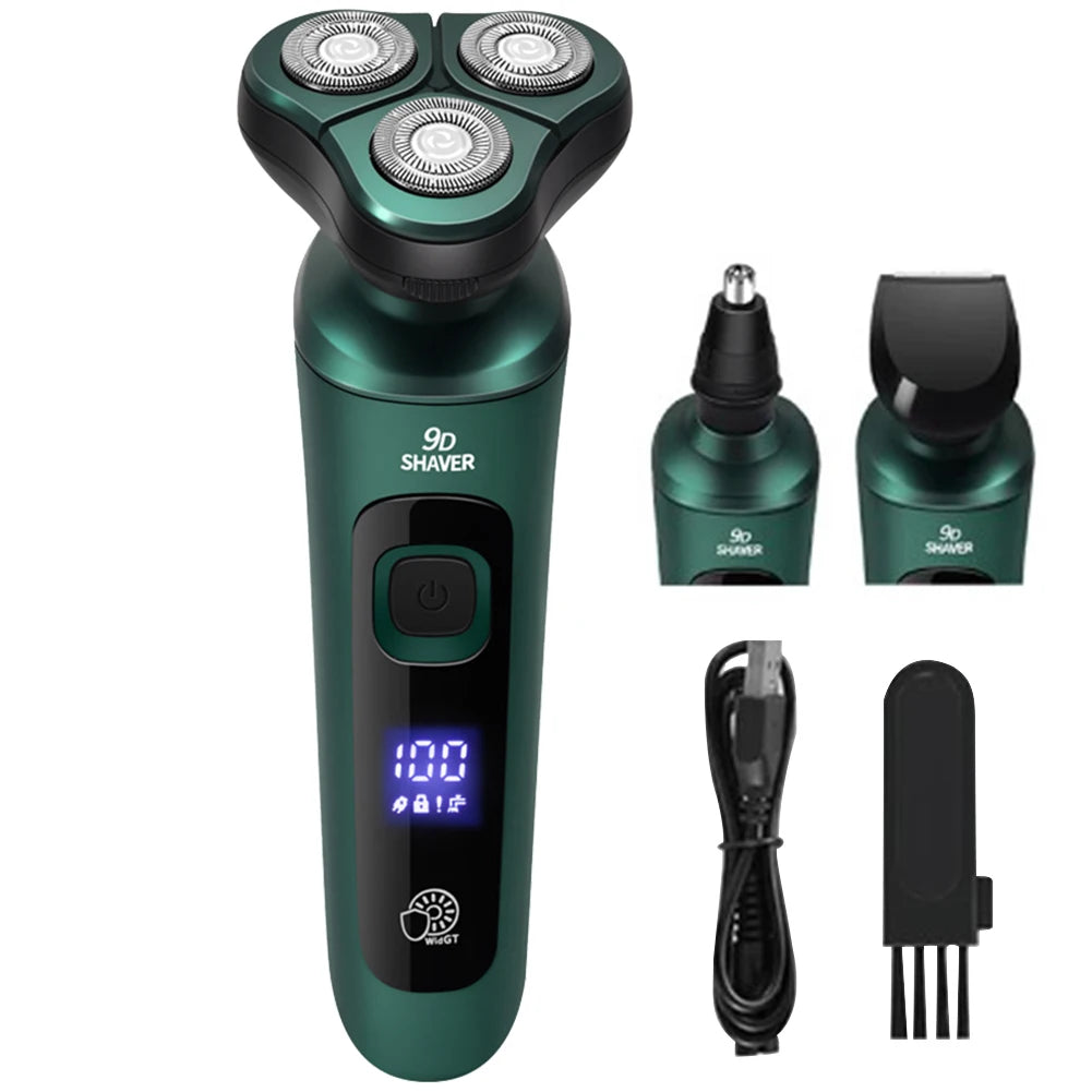 Men Rechargeable Shaver USB Charging Smart Razor Digital Display Face Zpaxo 3 In 1 set