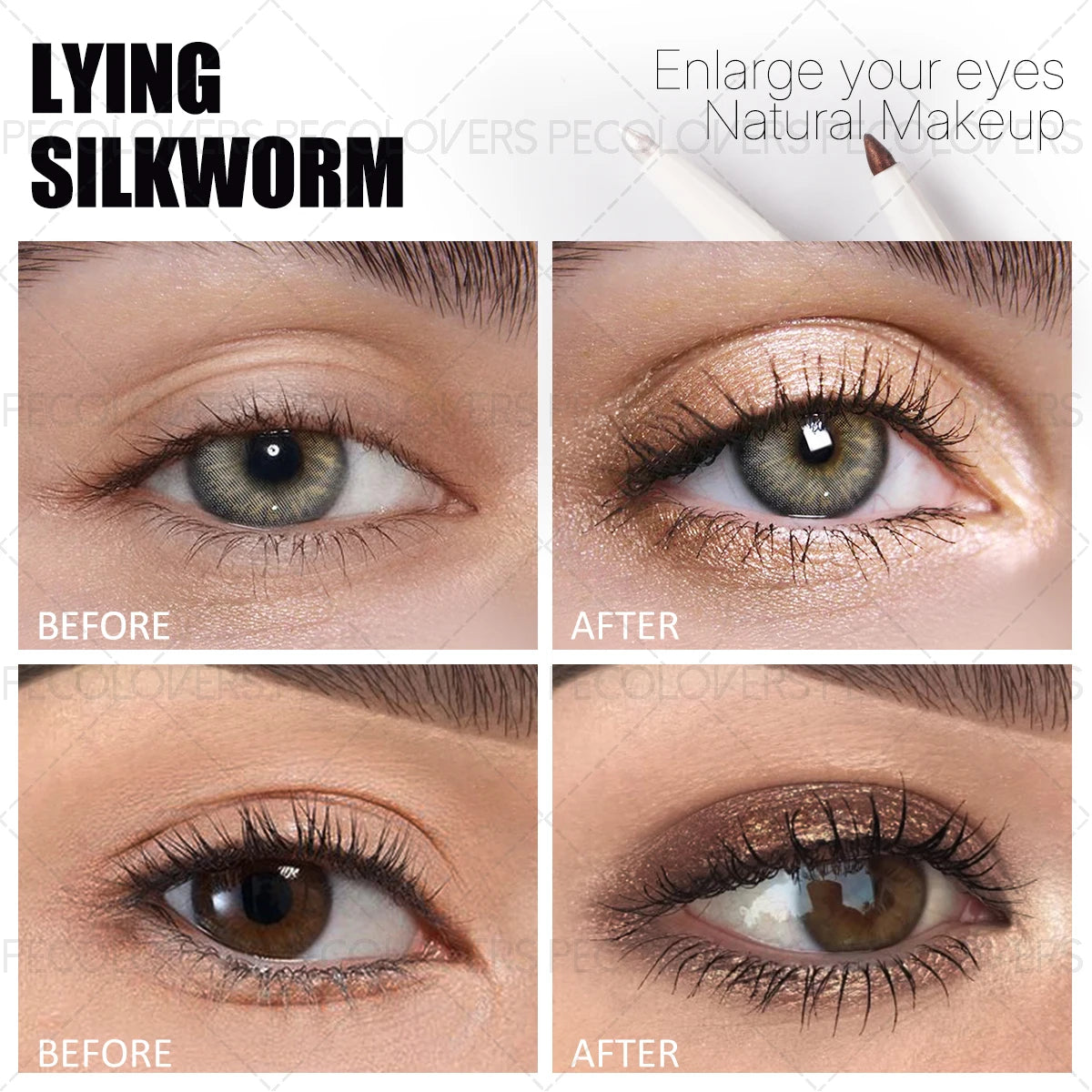 1PC Long-Lasting Waterproof & Highlighting Eyeshadow Stick - Matte & Shimmer Finish, Smooth Glittery White Eyeliner Pencil Zpaxo