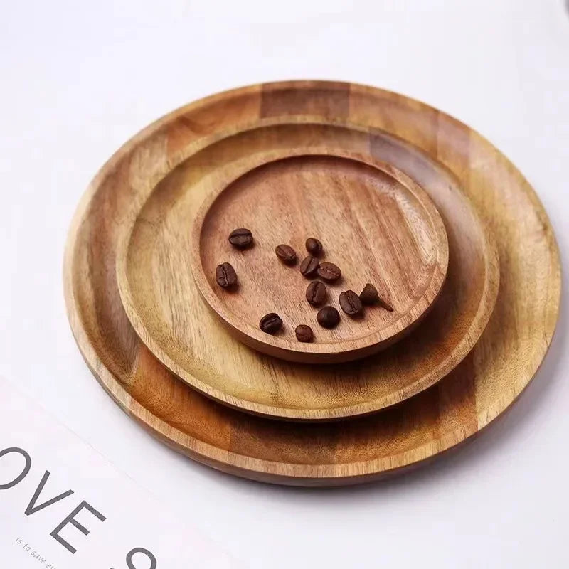 2026 New 15/20/25cm DIY Thinking Wooden Plate Round Tea Wooden Dining Plate Snack Bread Dried Fruit Plate Zpaxo