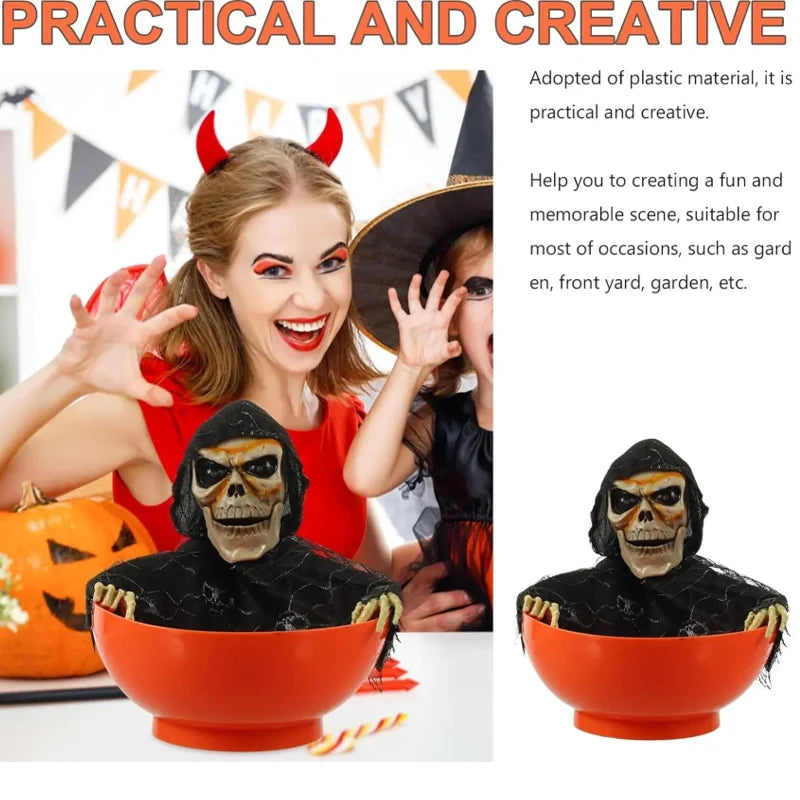 Haunted House Motion-activated Screaming Skull Bowl Glowing