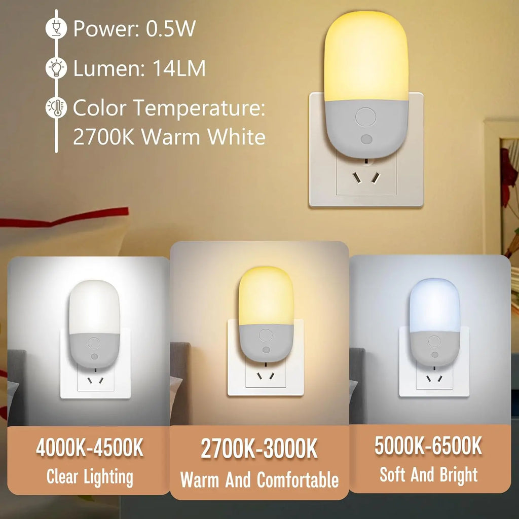 2 PACK Children's Night Lights with Dusk Sensor, Electric Socket 3 Levels of Adjustable Brightness, Auto On/Off Modes Zpaxo EU
