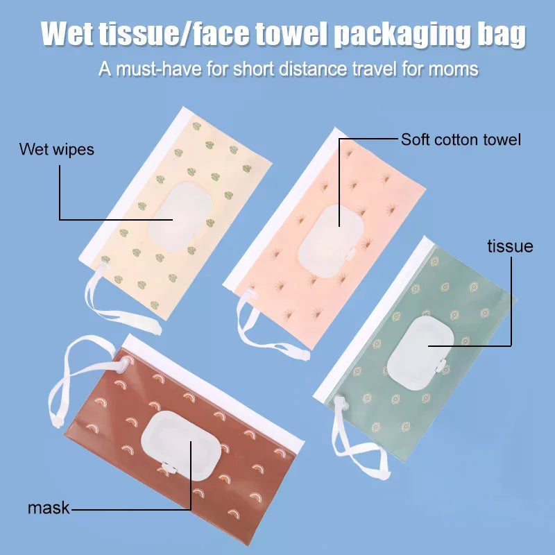 Wet Wipes Bag EVA Portable Snap-strap Tissue Box Flip Cover Cosmetic Zpaxo