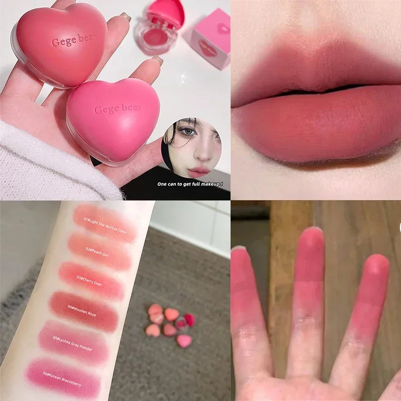 Lip&Cheek Dual purpose Makeup Lip Mud Clay Lipstick Matte Wooden Rose Lip Tint Peach Blusher Cream Lasting Natual Mousse Blush Zpaxo