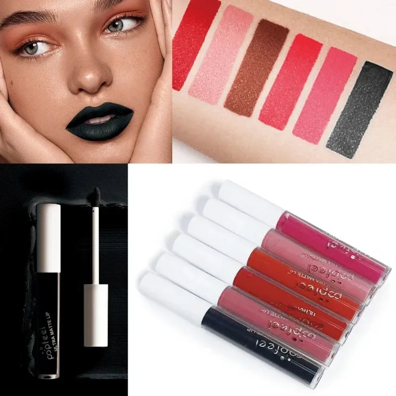 Punk Matte Black Liquid Lipstick Waterproof Long Lasting Party Lip