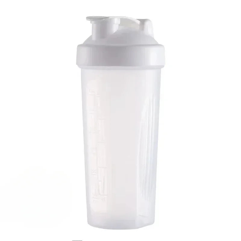 New 600ml Protein Powder Shaker Bottle Leak Proof Water Bottle for Gym Fitness Training Sport Shaker Mixing Cup with Scale Zpaxo white