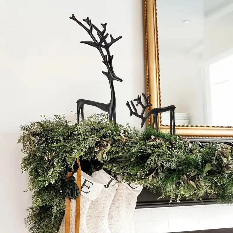 1 Classic Elegant Black Deer Statue Letters Christmas Tree Topper