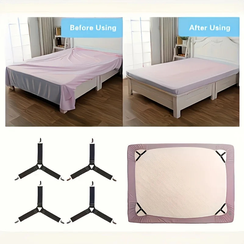 Non-slip Fitted Sheet Clips Multi-surface Stabilizing Solution