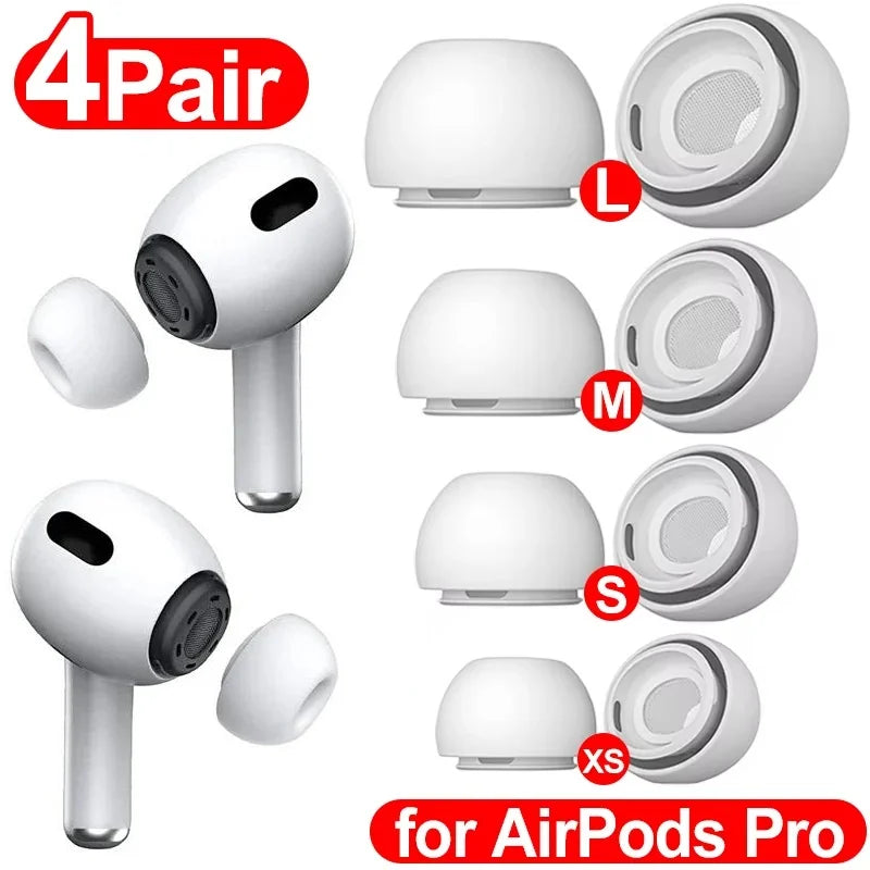 4 Pairs Silicone Ear Tip Cover Replacement Earbud XS S M L Tips