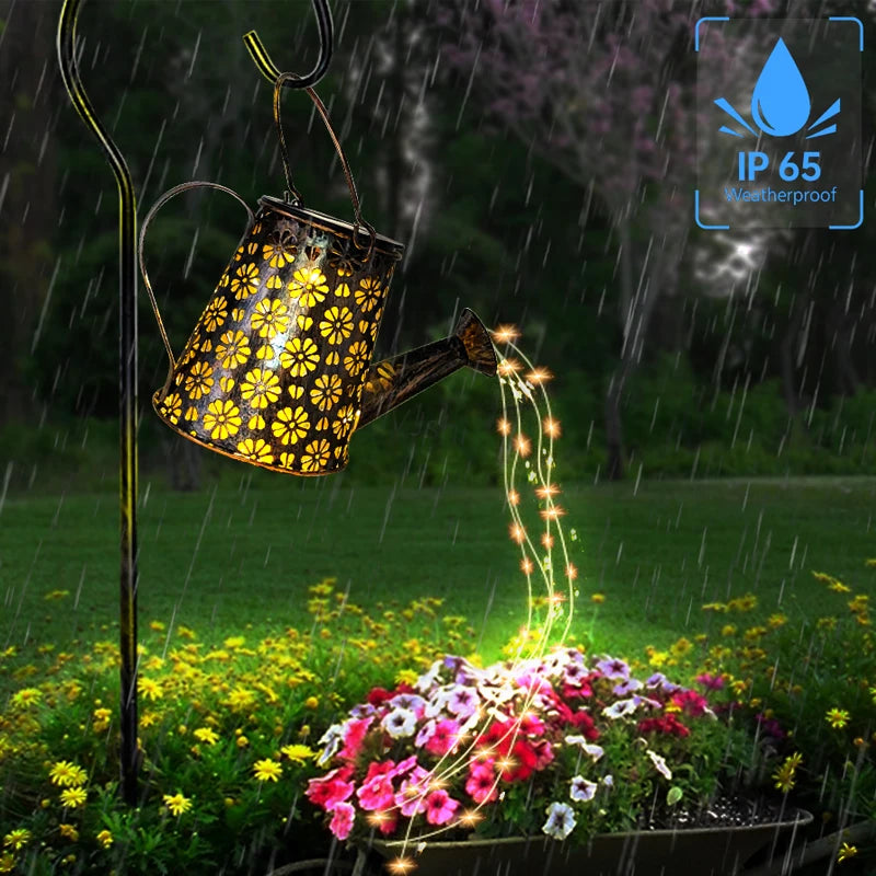 Solar Watering Lights Hanging Kettle Light String Metal Waterproof Zpaxo