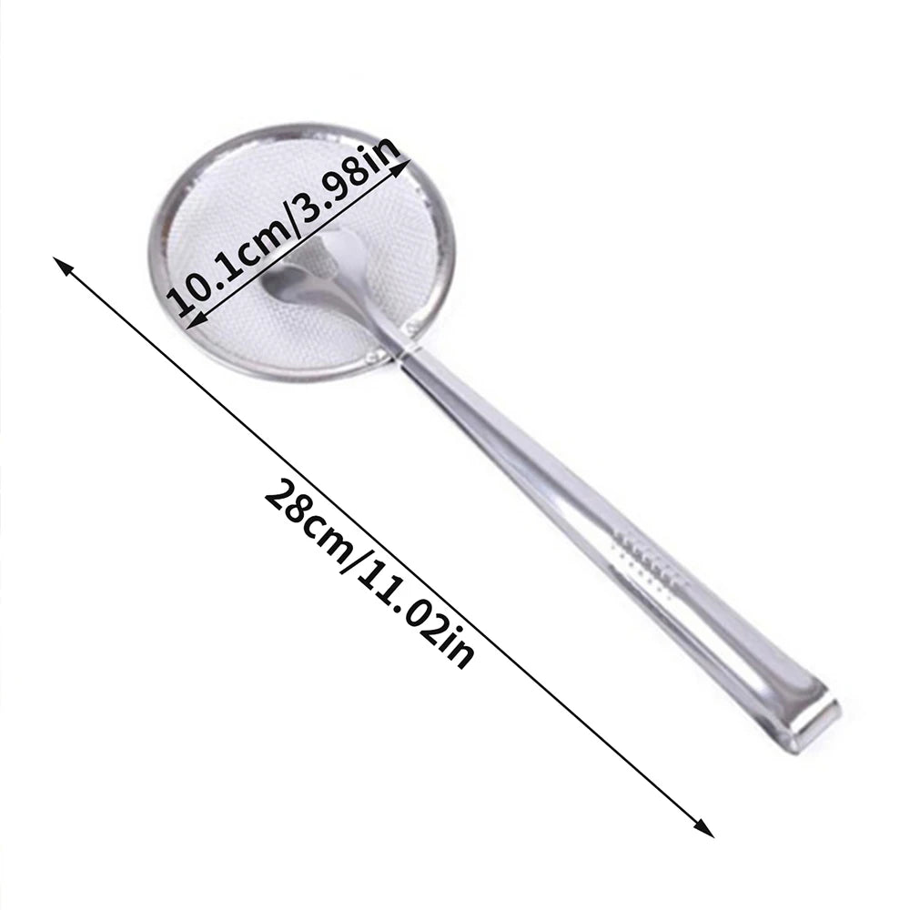 Stainless Steel Oil Frying Clamp Filter Fine Mesh Strainer With Clip Tongs for Oil-frying Food BBQ Kitchen Tools Zpaxo 1pc