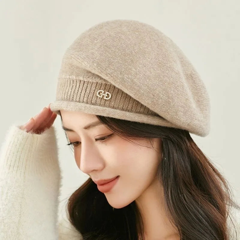 1 Hats Fashionable Versatile Autumn Winter Wool Knitted Middle-aged