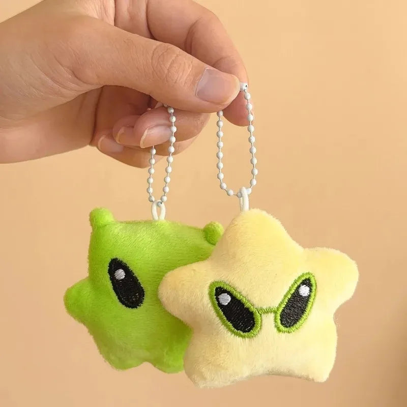 Cute Green Alien Star Plush Pendant Mini Soft Doll Keychain Versatile