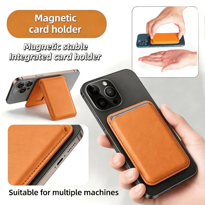 Strong Magnetic Suction Multifunctional Leather Back Sticker Card Holder Wallet Magnetic Card Holder Wallet with Stand Function Zpaxo
