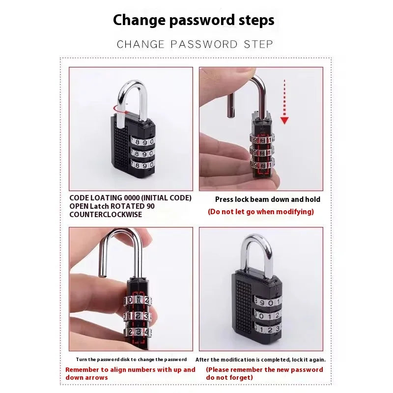 4-digit Password Lock Padlock Luggage Anti-theft Wind Rain Resistant