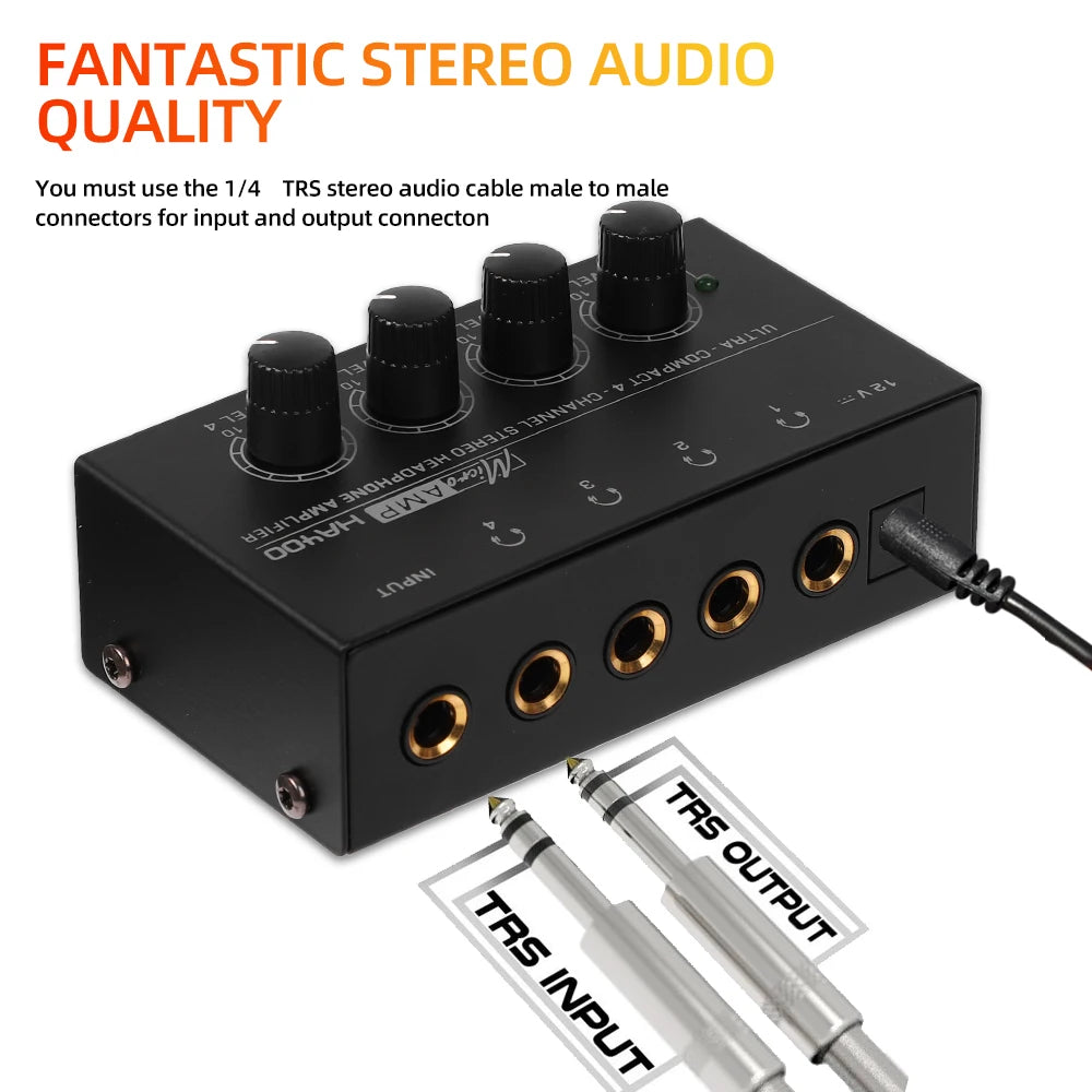 Deals 4 Channels Mini O Stereo Headphone Amplifier HA400