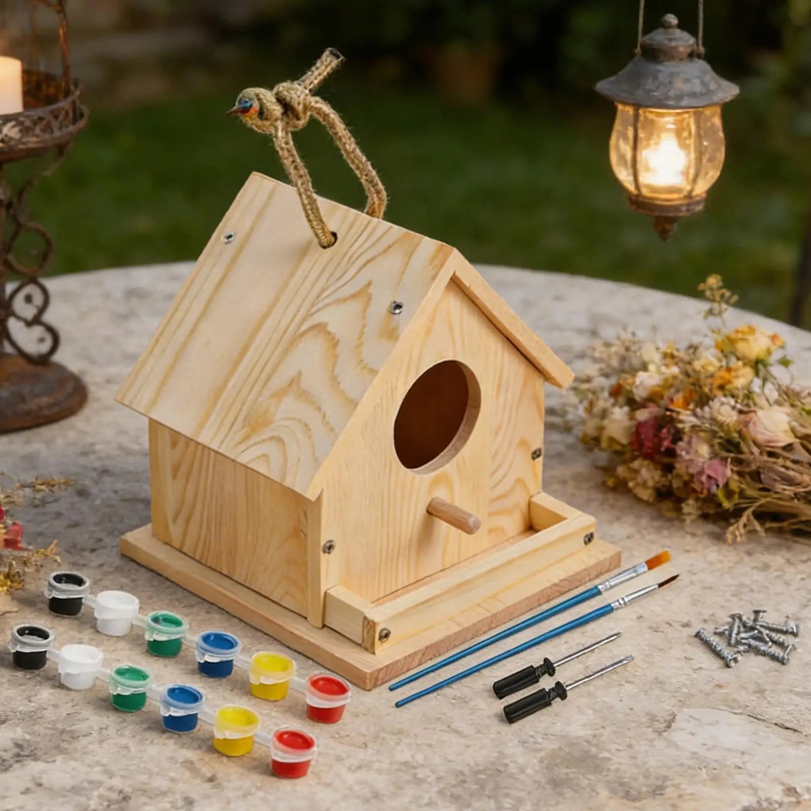 Bird House Paintable Wooden DIY Craft Unfinished Build Birdhouse