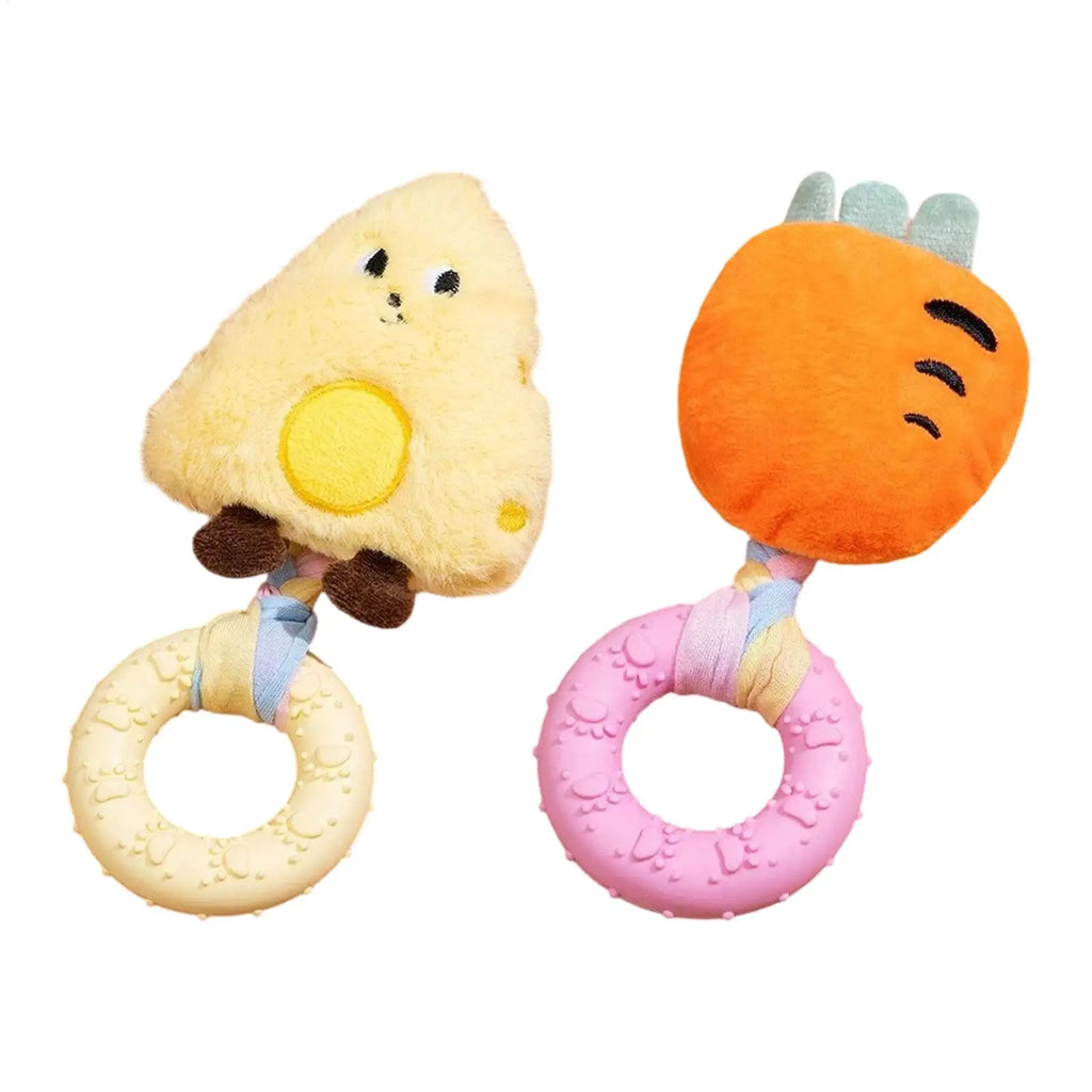 Dog Squeak Toy Cheese Shaped Plush Sounding Puppy Teething Chew Small