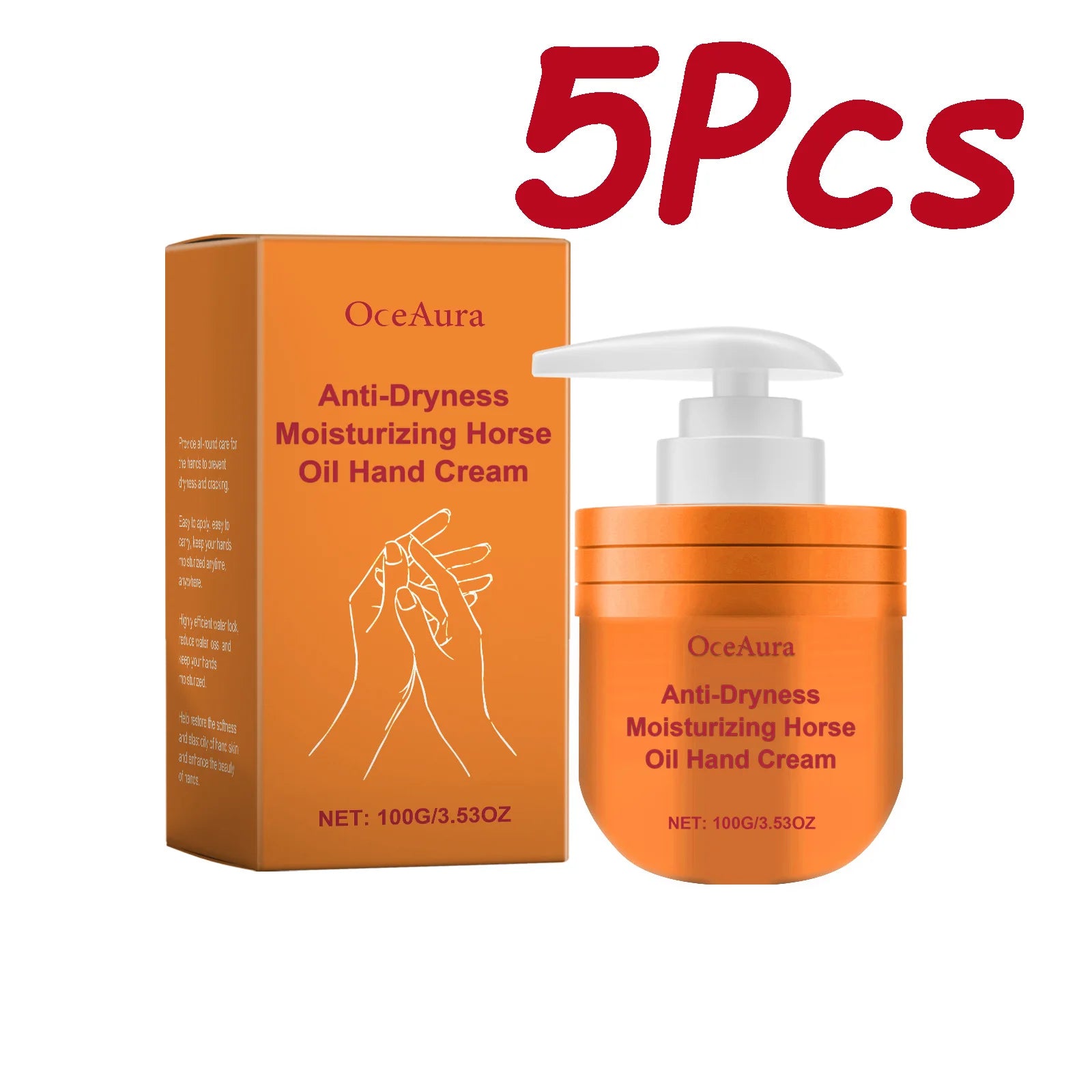 OceAura Horse Oil Hand Cream – Moisturizing Anti-Crack 100g Horse Oil Hand Cream Zpaxo 5 x 100g Boxed