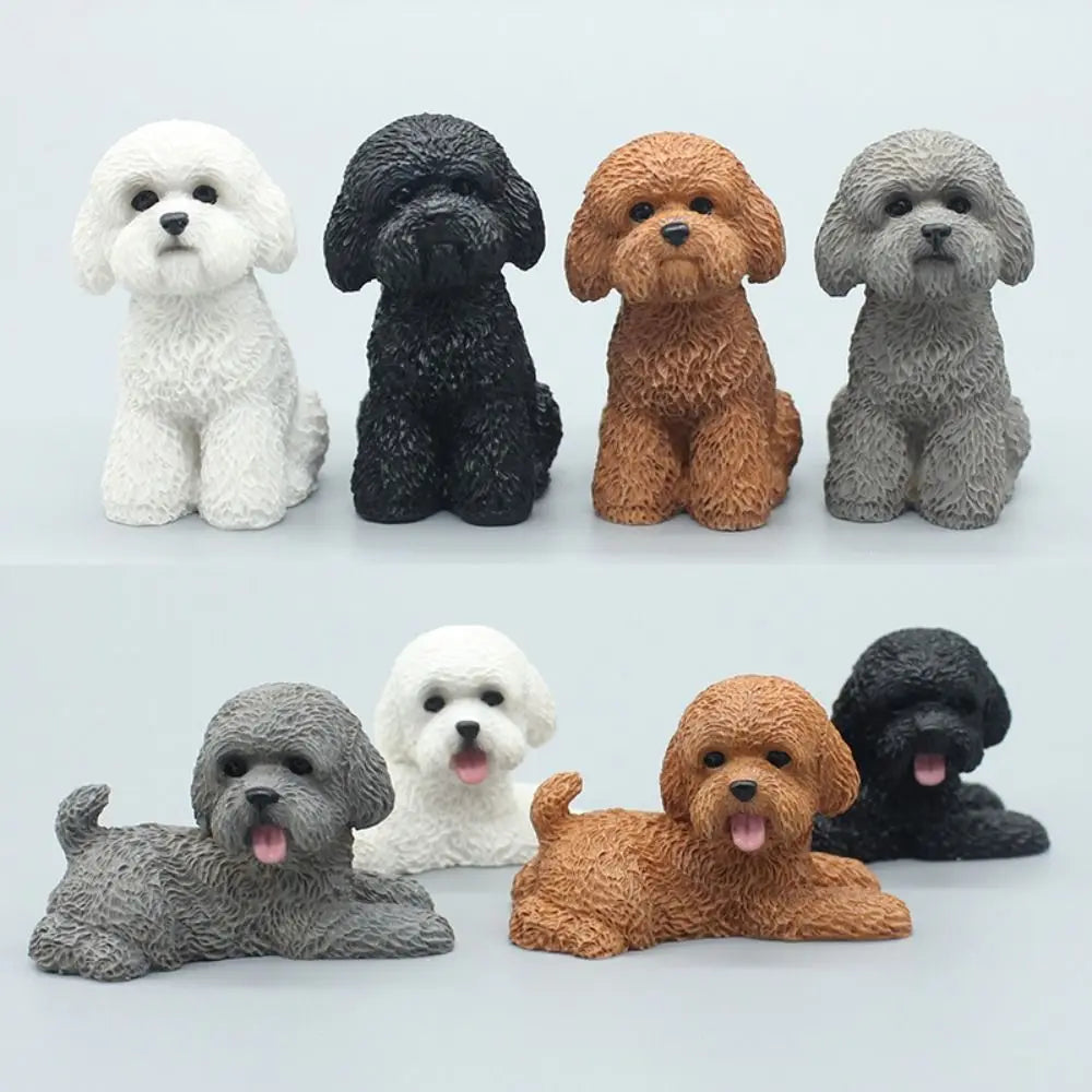 Simulation Poodle Dog Figures Puppy Model Miniature Figurine Mini Zpaxo