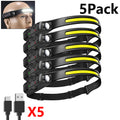 XPE+COB Dual LED Sensor Headlamp USB Rechargeable Head Flashlight Zpaxo 5Pcs