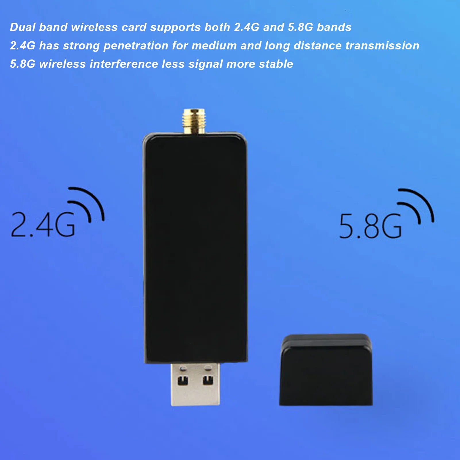 1200M Wireless Network Card W50L 5DB RTL8812AU Dual Band USB 3.0 Interface WiFi Adapter for Android for Win Zpaxo