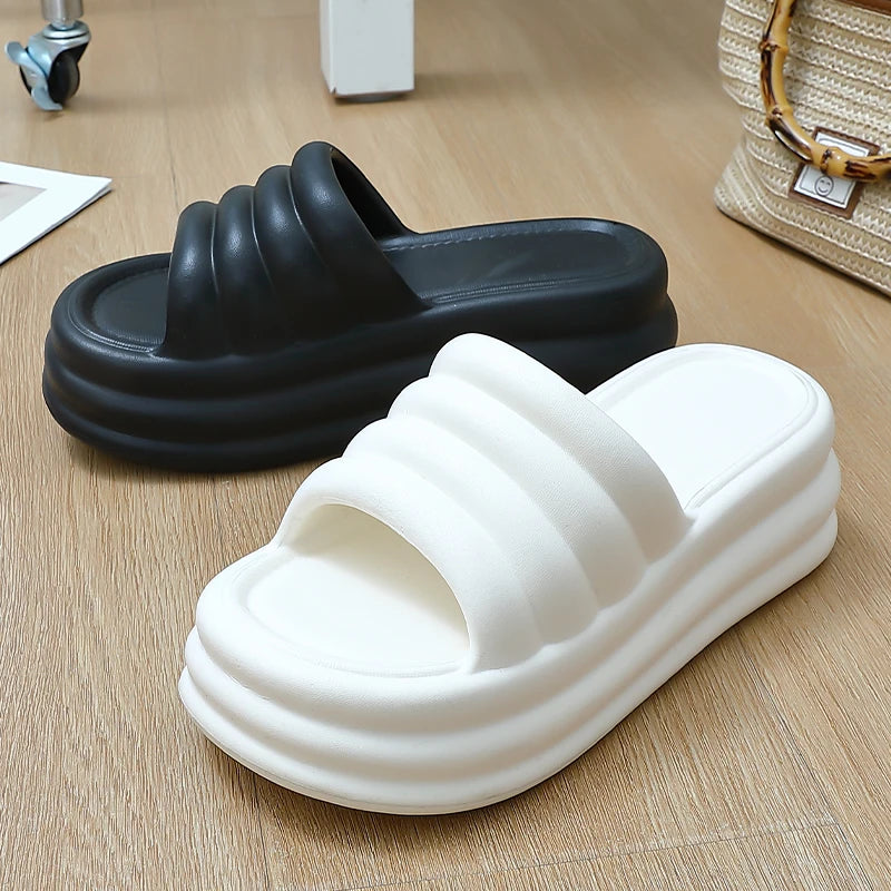 Chunky Platform Slippers Women Summer Comfort Soft Sole Beach Shoes