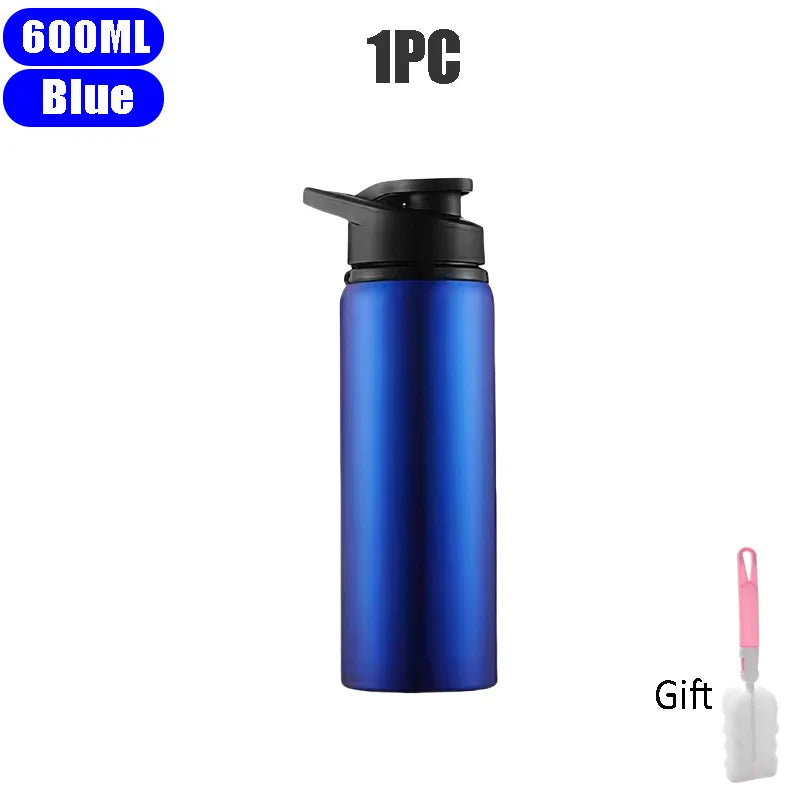 Large Capacity Stainless Steel Sports Water Bottle Outdoors Camping Zpaxo Blue-1PC 600ml