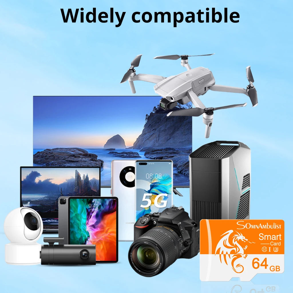SomnAmbulist Memory Card 64GB High Speed Mini TF Card C10 U3 A1 for Drone Audio Surveillance Device 64GB TF Card Zpaxo
