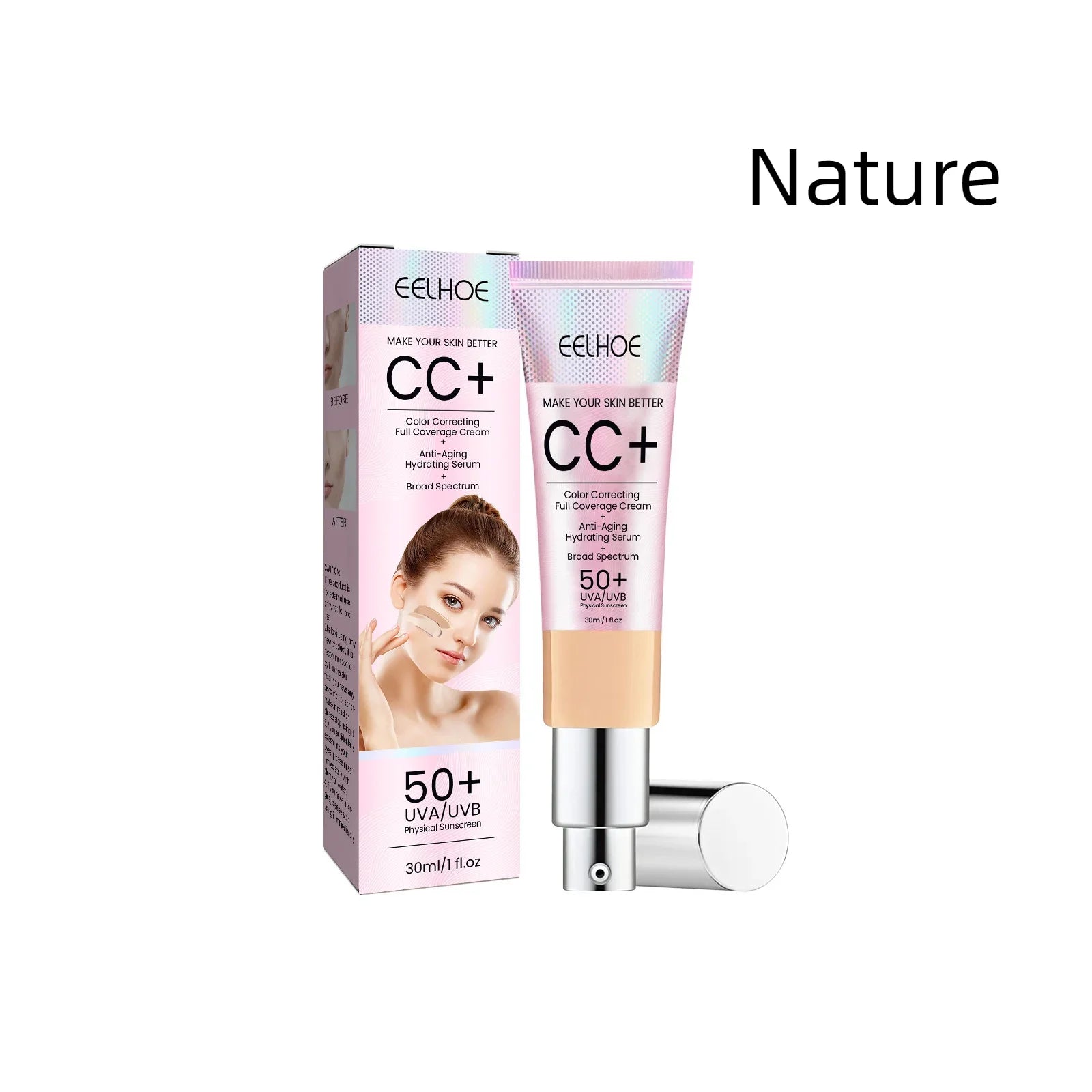 Eelhoe CC Cream Foundation SPF 50 – Concealer & Moisturizer CC Cream Foundation Zpaxo 1Pcs Medium Skin