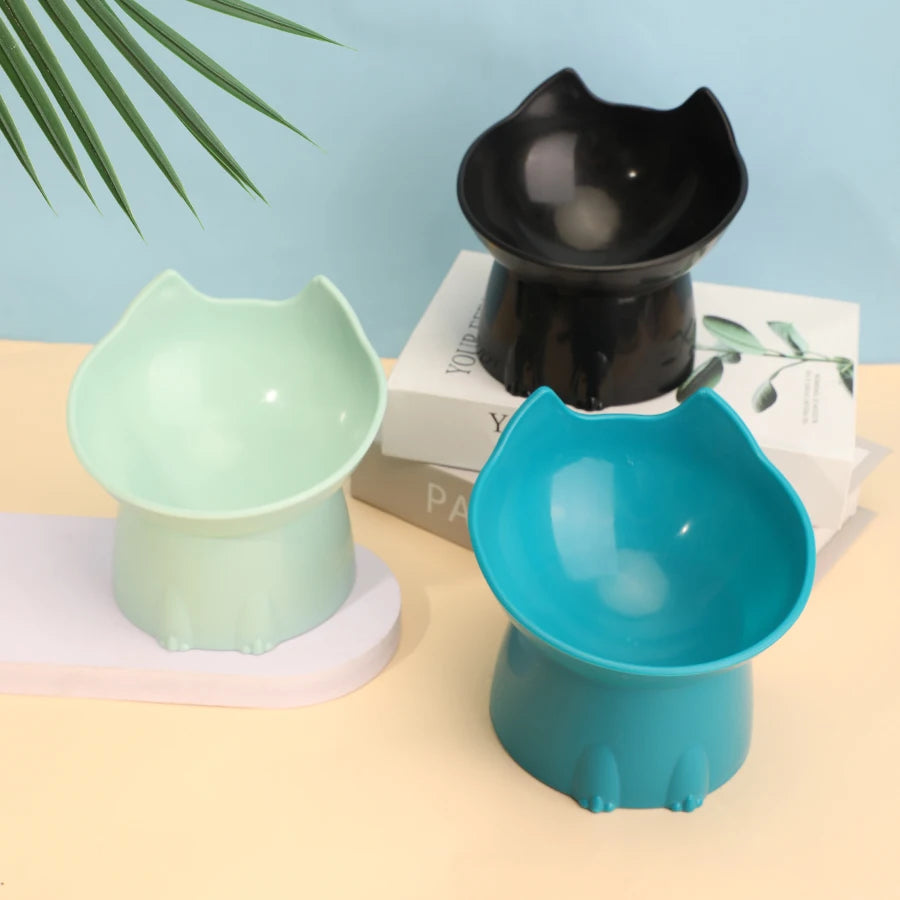 Personalized Cat Ear-shaped Pet Bowl Elevated Platform Design