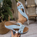 2025 New Women Slippers Floral Beach Slides Women Hollow Breathable Casual Shoes Ladies Slip on Platform Comfortable Sandals Zpaxo SKY BLUE 36