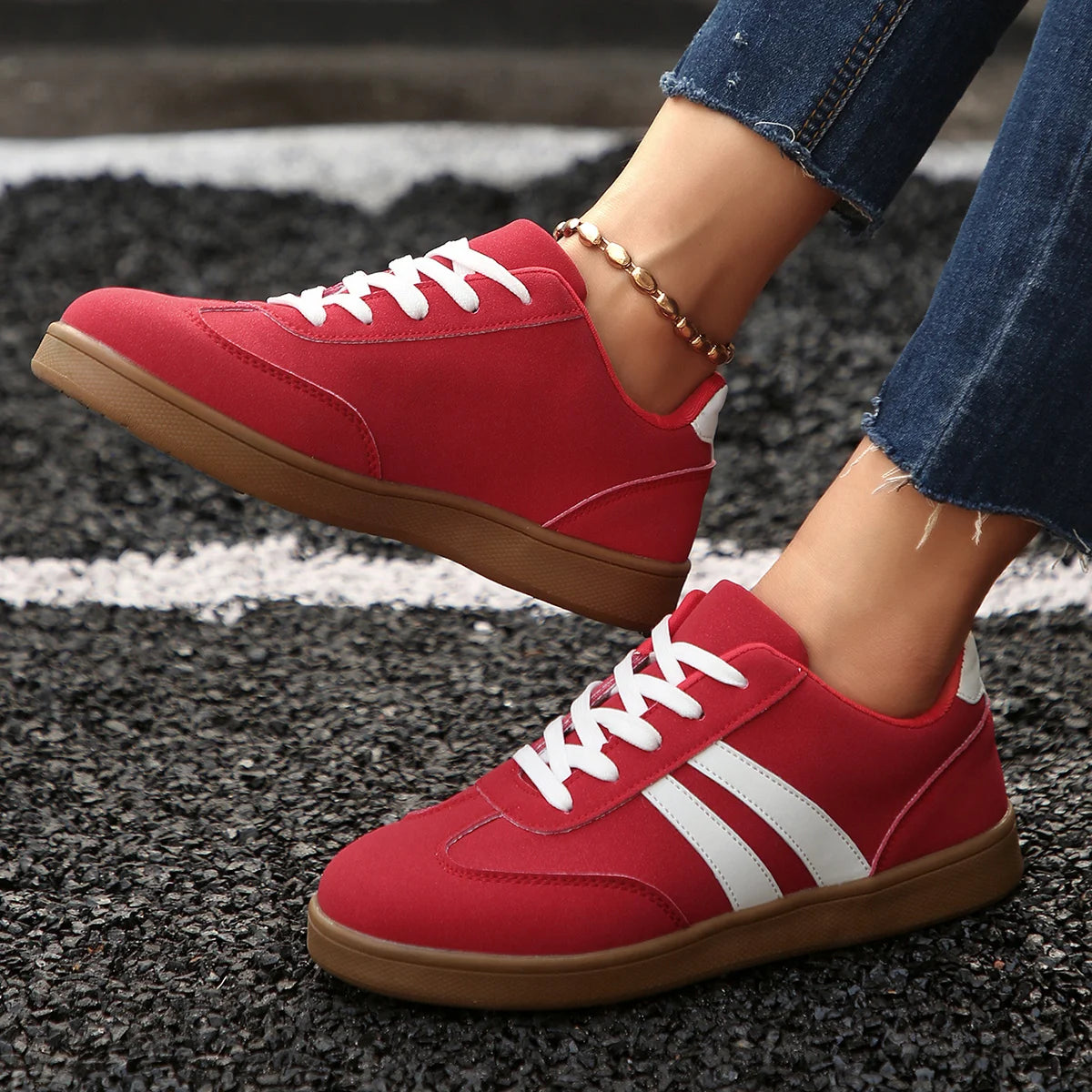 2025 Spring Autumn Women's Lace Up Sneakers Retro Flats Casual Shoes Zpaxo