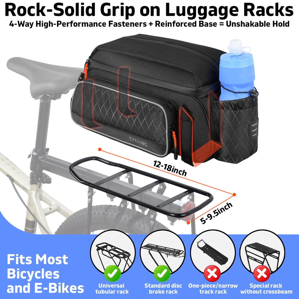 Cycling Rear Seat Bag Multifunction Large Capacity Multi-Compartment Tail Bag Reflective Mountain Commuter Long-Distance MTB Zpaxo