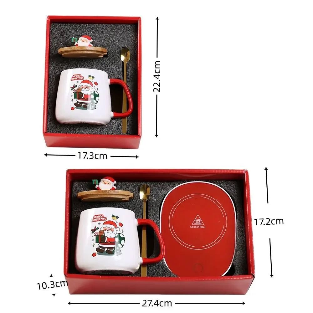 Christmas Gifts Wooden Lid 55 Merry Santa Claus Pattern Ceramic Mug