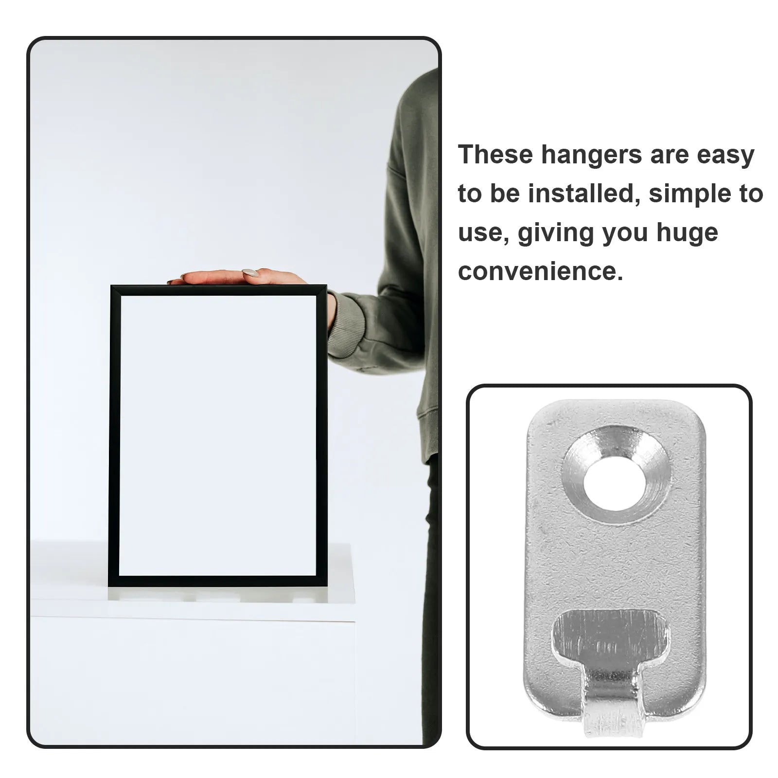 Wall Mounted Mini Hook Hanging Pictures Photo Frame Hanger Stainless