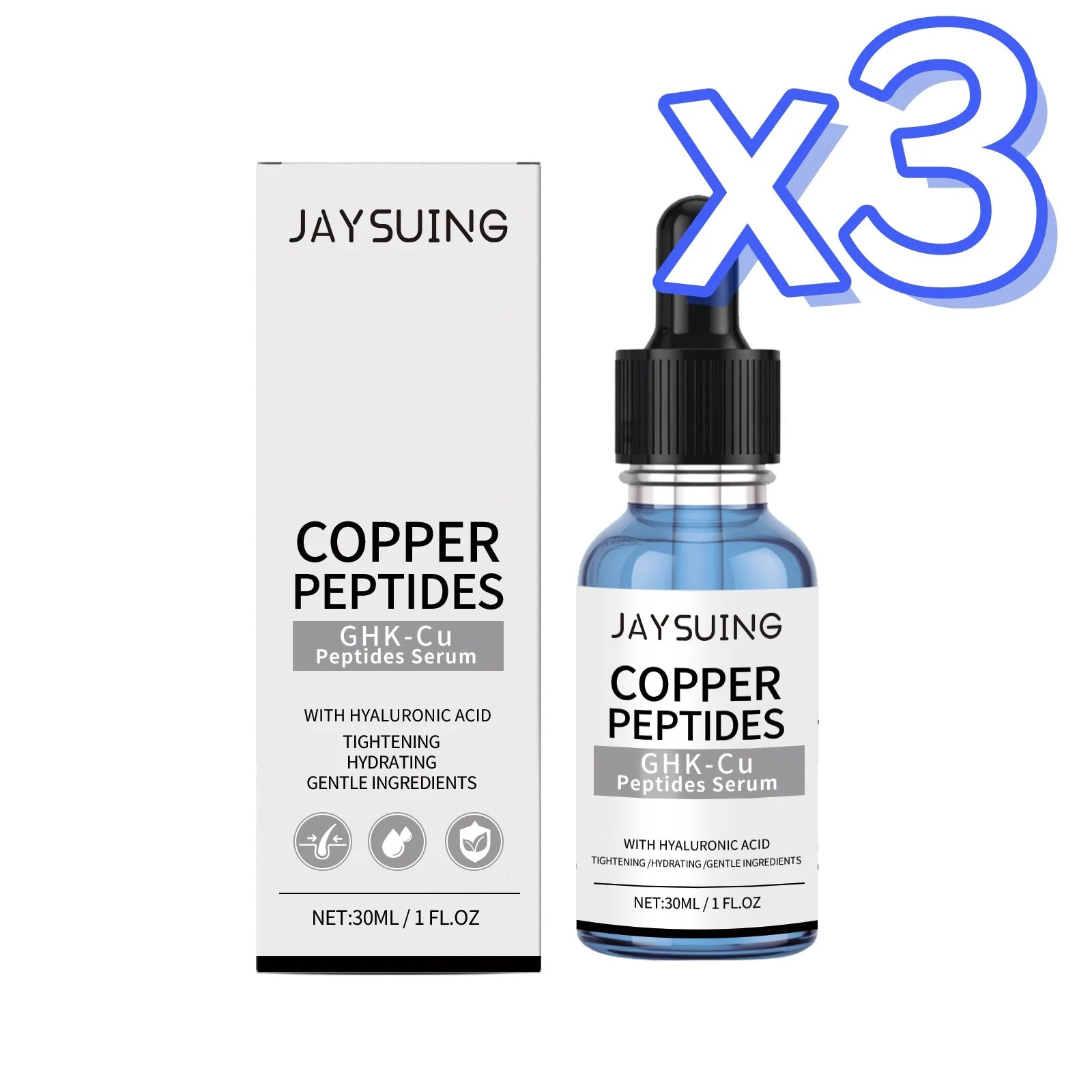 Copper Peptide & Hyaluronic Acid Face Serum – Anti-Aging Face Serum Zpaxo 30ml Boxed x 3