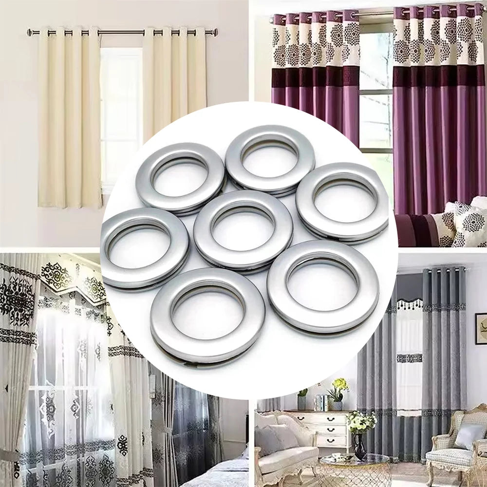 7Pcs Curtain Grommets Curtain Ring Plastic Ring Matte Silver for Window Shower Drapery Living Room Zpaxo
