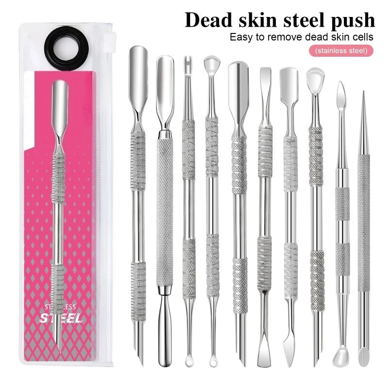 Nail Circle Beveled Head Cuticle Pusher Stainless Steel Art Sanding