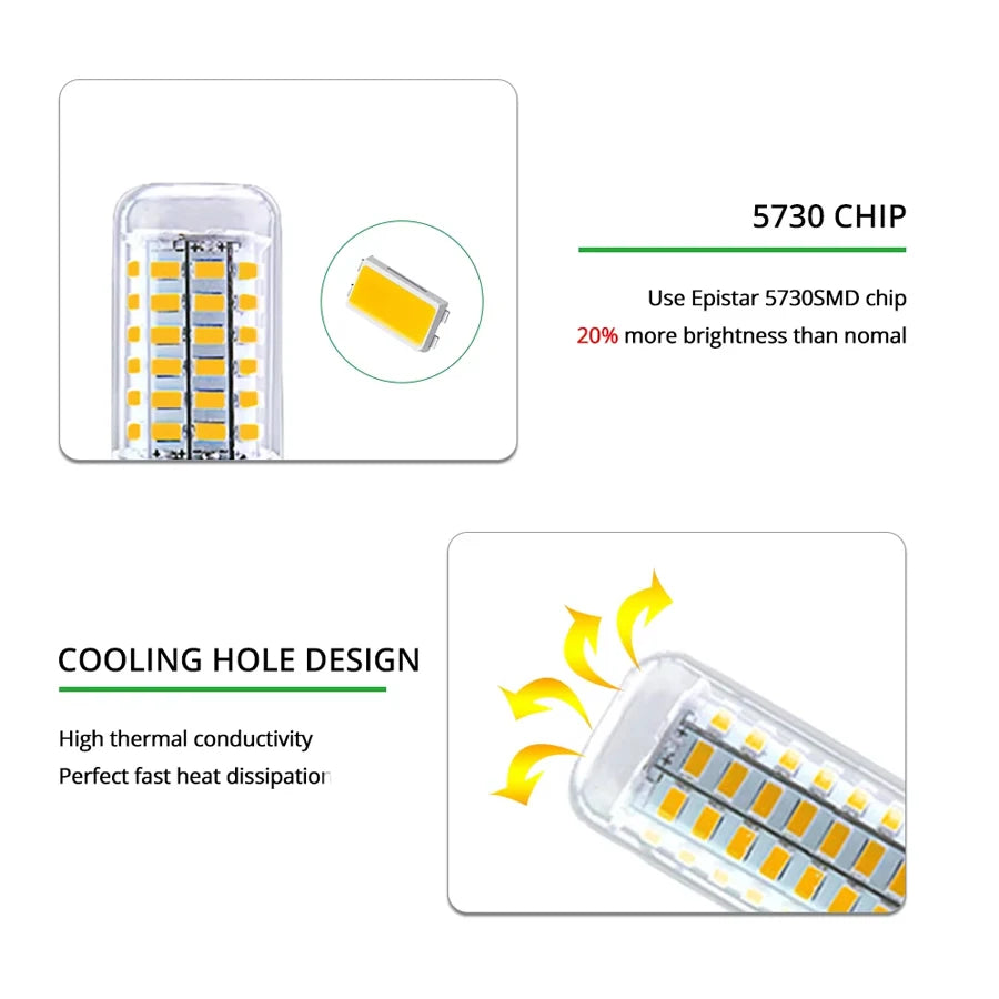 E27 E14 LED Lamp SMD 5730 220V Corn Light Bulb 24 36 56 72 LEDs Energy Saving Lamp Ampoule LED Chandelier Lighting for Home Zpaxo