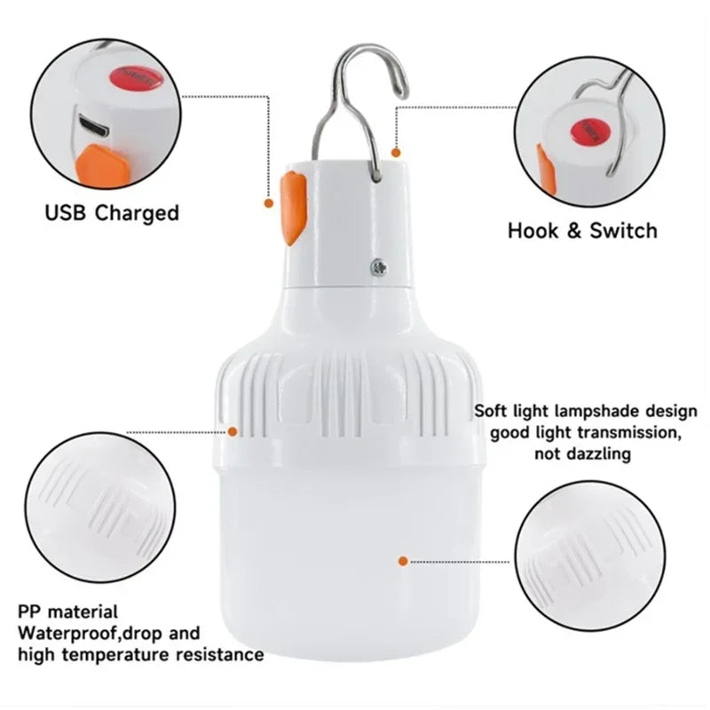 USB Rechargeable LED Camping Lantern – Portable Hook Light