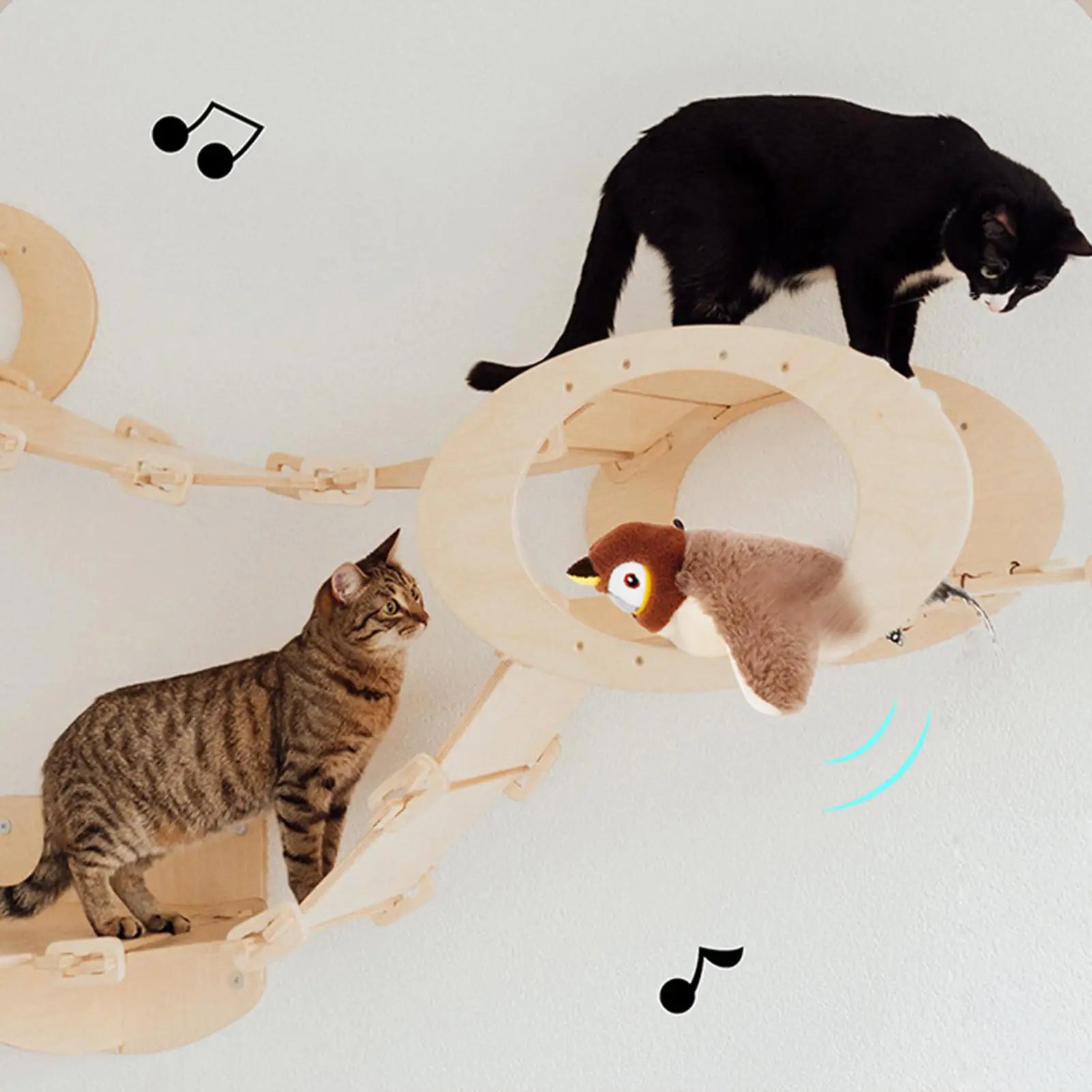 Bird Cat Toys for Indoor Cats Sparrow Plush Toys Touch Activated Flapping Wings Kitten Toys Vivid Chirping Rechargeable Zpaxo