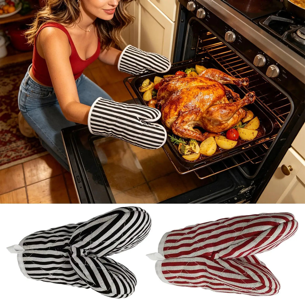Oven Mitts 1PC Heat-insulating Gloves Potholder Kitchen Anti-scald Microwave Gloves High Temperature Resistant Kitchen Gloves Zpaxo