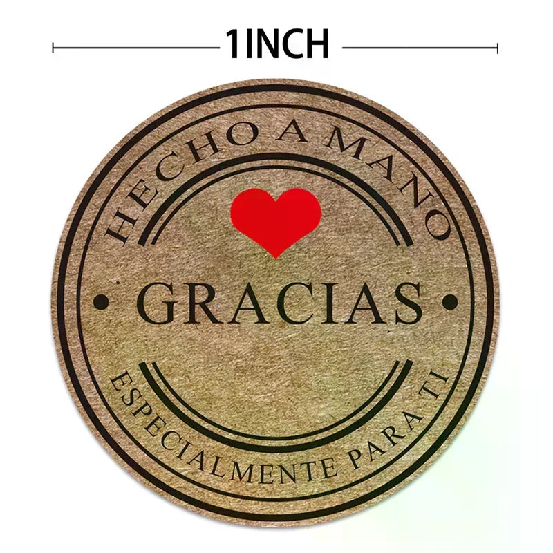 500pcs Multiple Styles Kraft Gracias Spanish Thank You Labels Stickers Handmade Scrapbooking Stationery Sticker Zpaxo