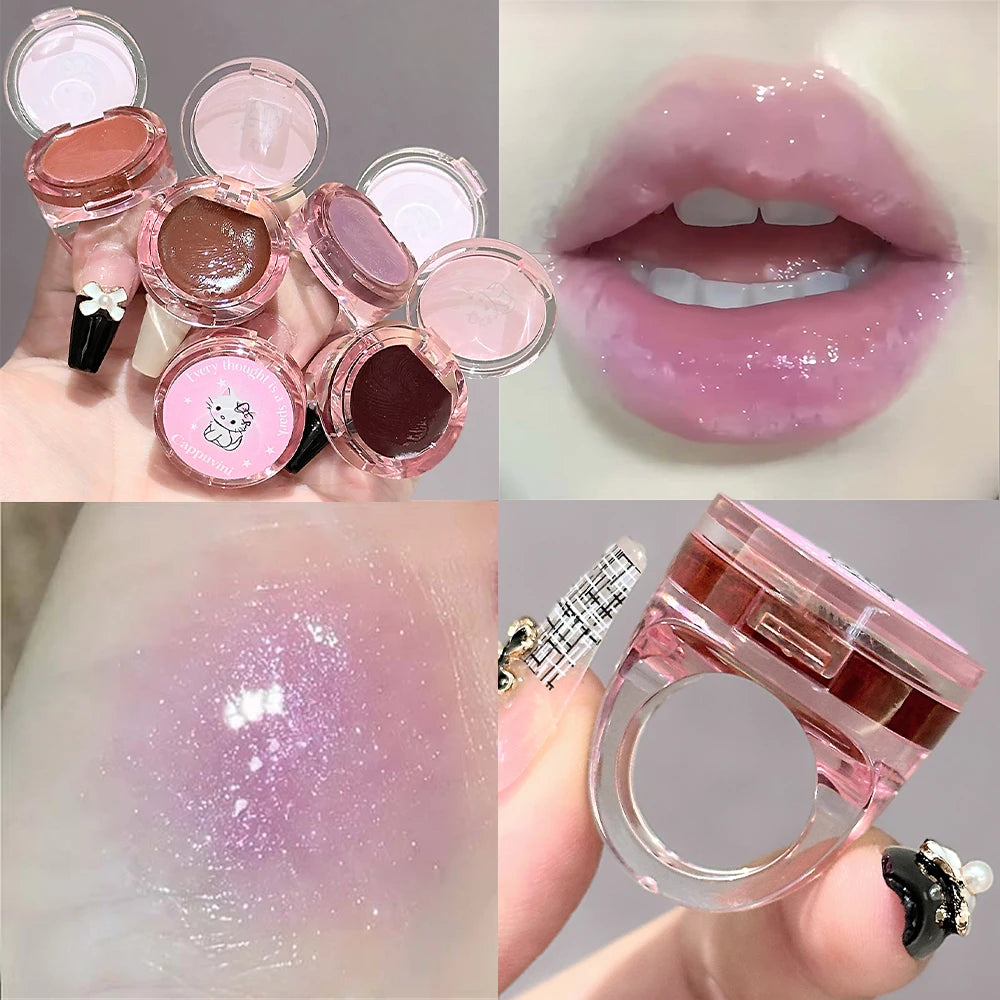 Crystal Grape Mirror Glassy Cute Ring Lipstick Hydrating Sheer Zpaxo