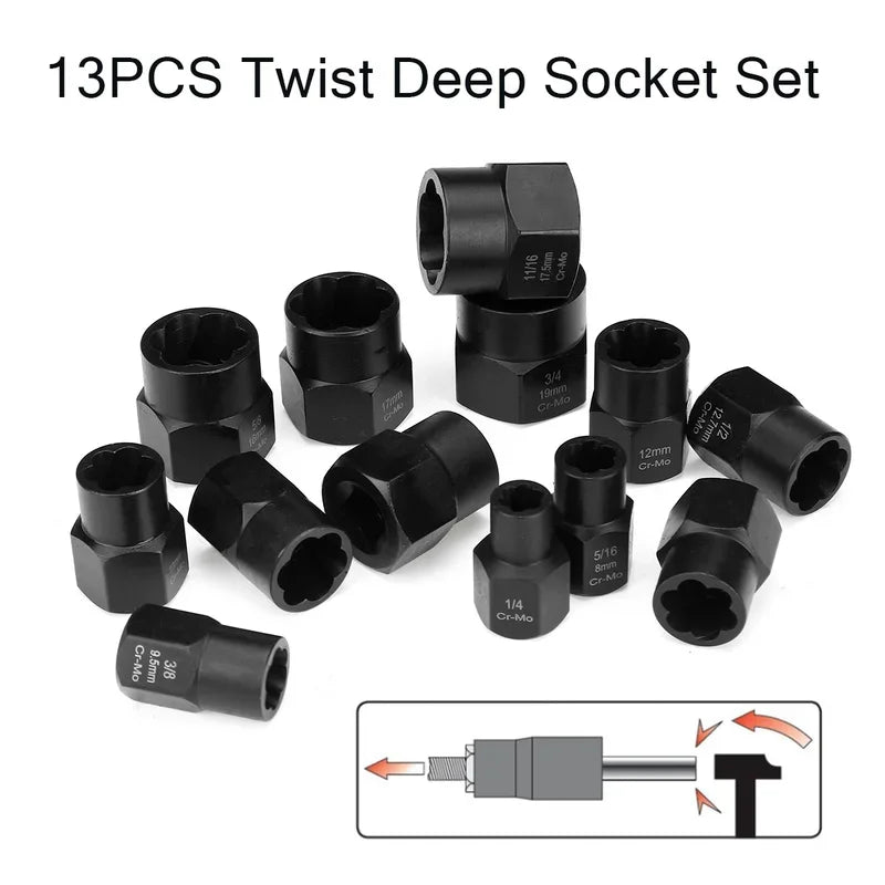 10 Impact Damaged Bolt Nut Remover Extractor Socket Tool Removal